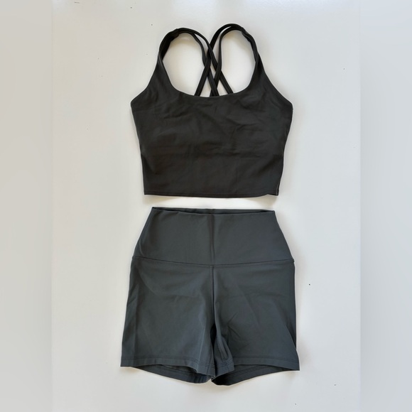 CRZ Yoga Women's Sage Green Gray YOGA Set Tank Biker Shorts LOT OF TWO Size XS - Picture 1 of 10